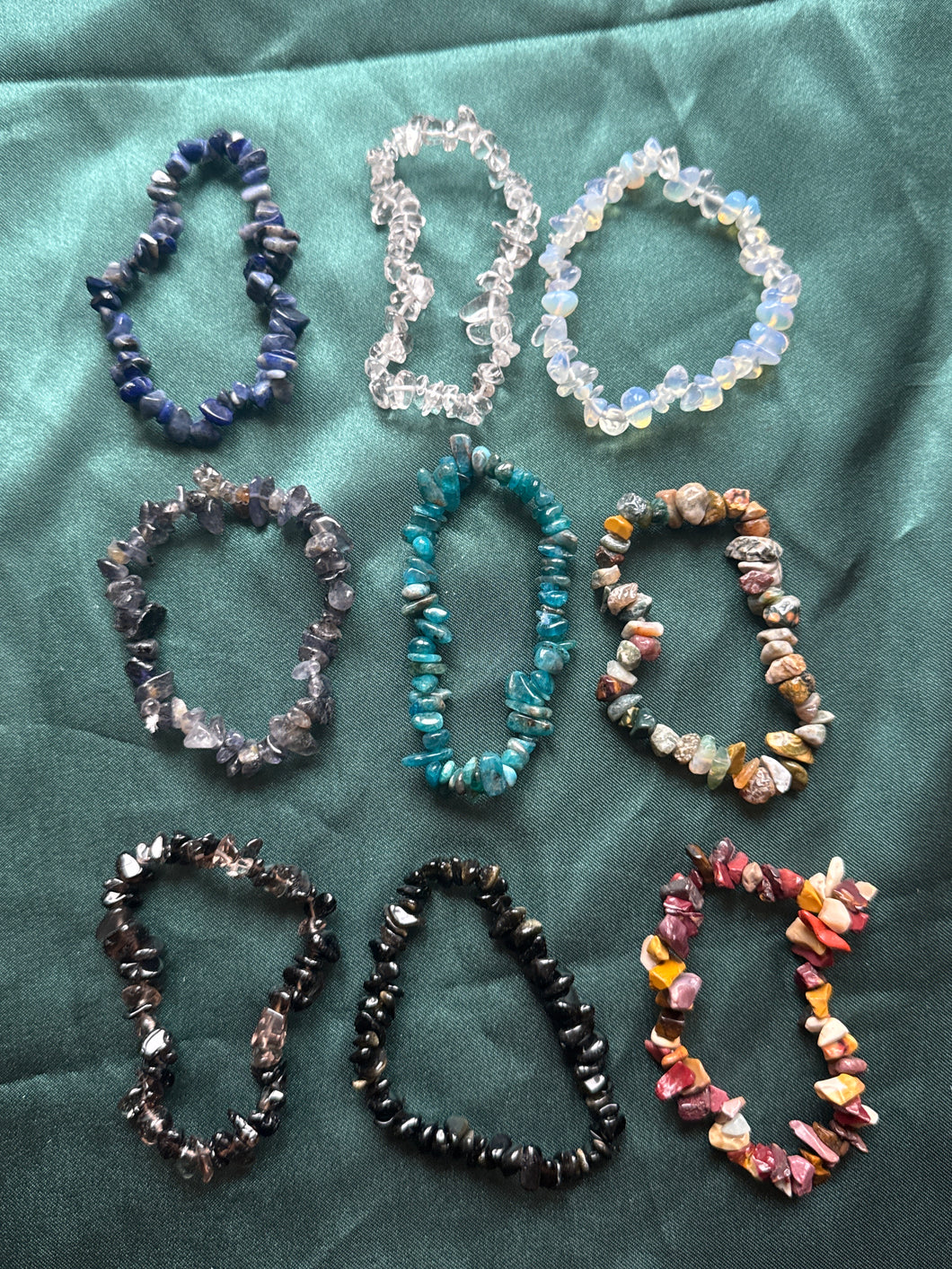 9x mixed crystal chip bracelets