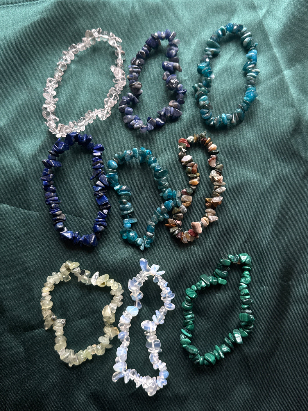 9x mixed crystal chip bracelets