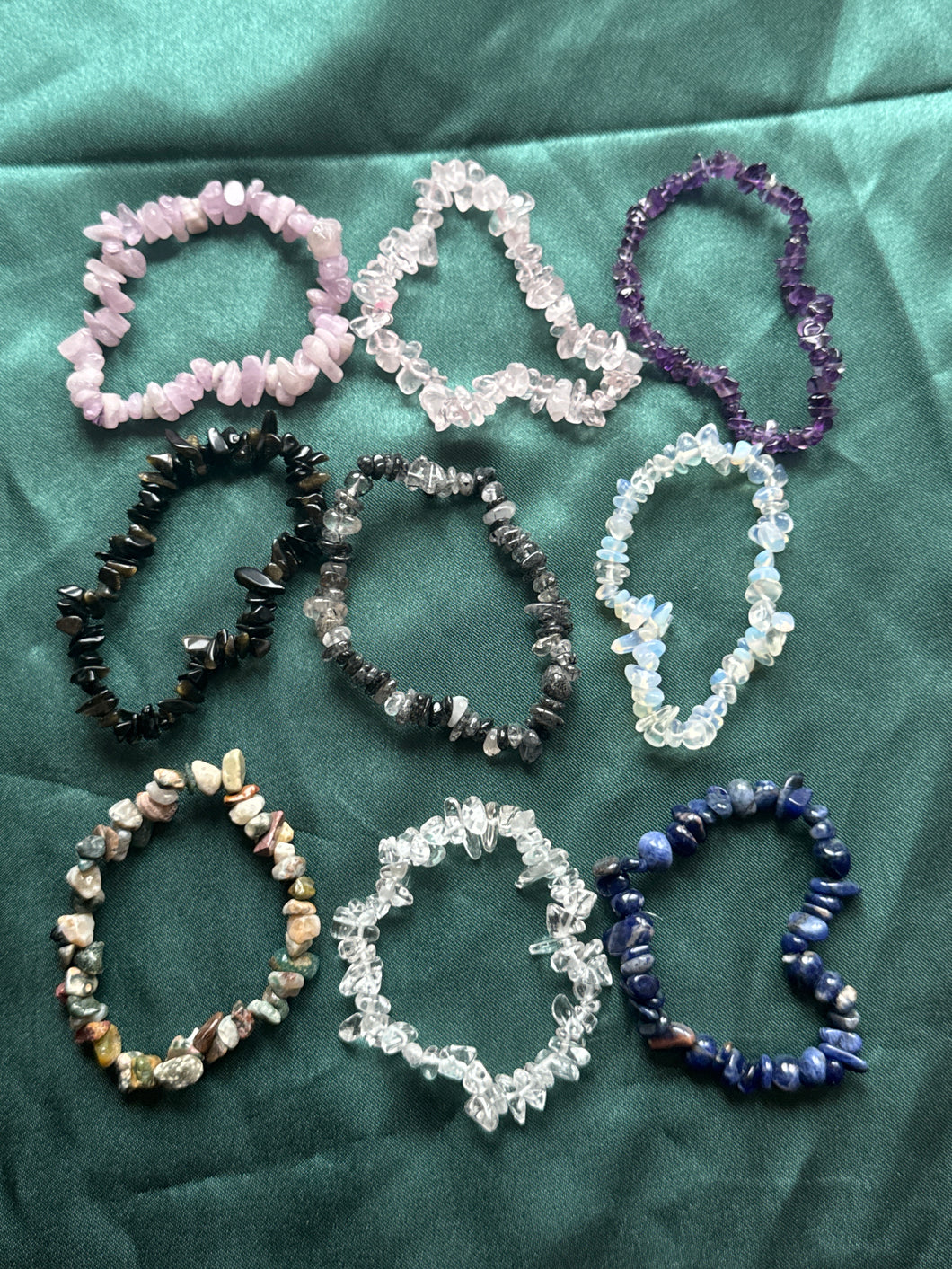 9x mixed crystal chip bracelets