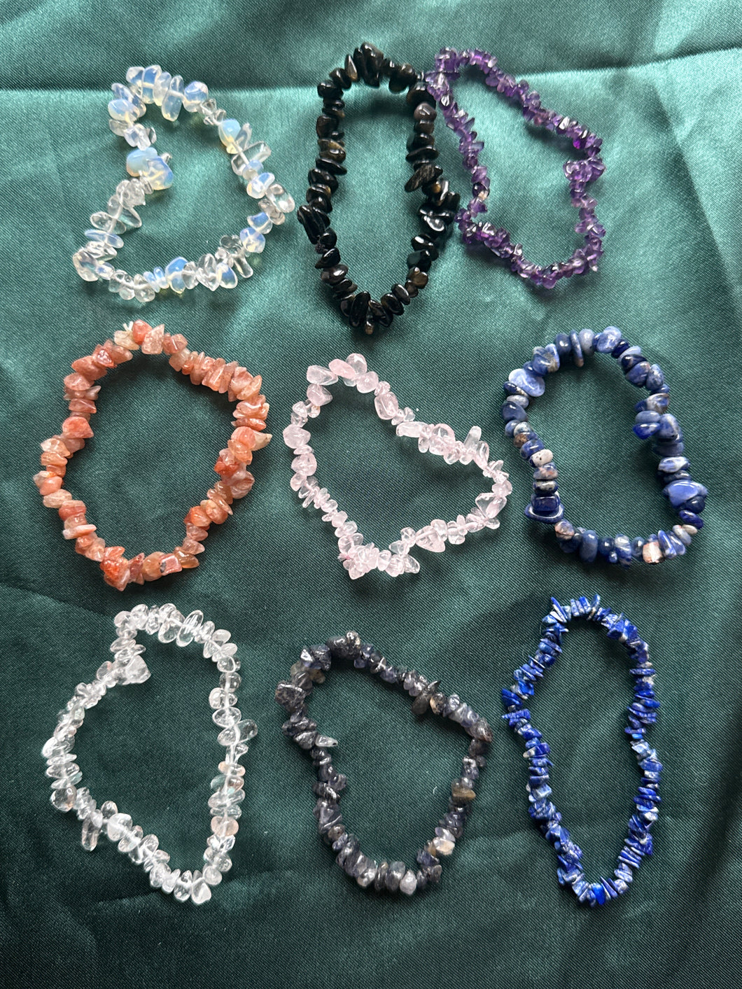 9x mixed crystal chip bracelets