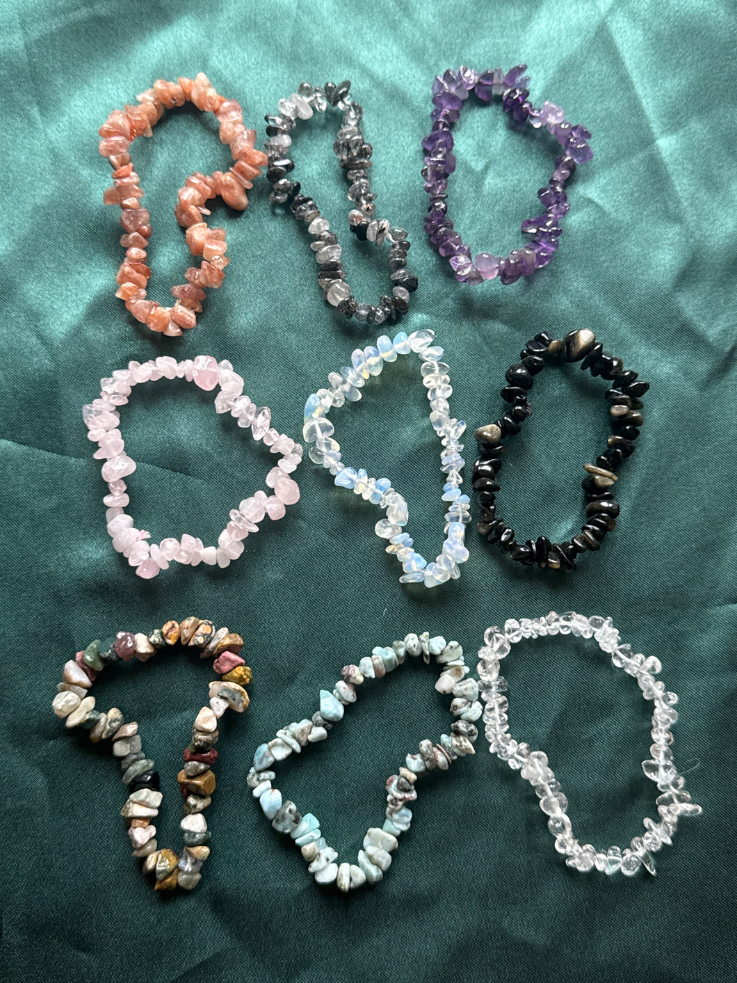 9x mixed crystal chip bracelets