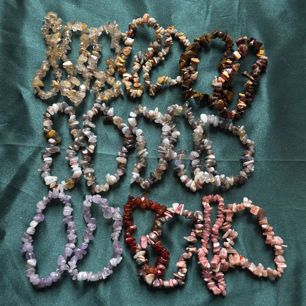 18x mixed crystal chip bracelets