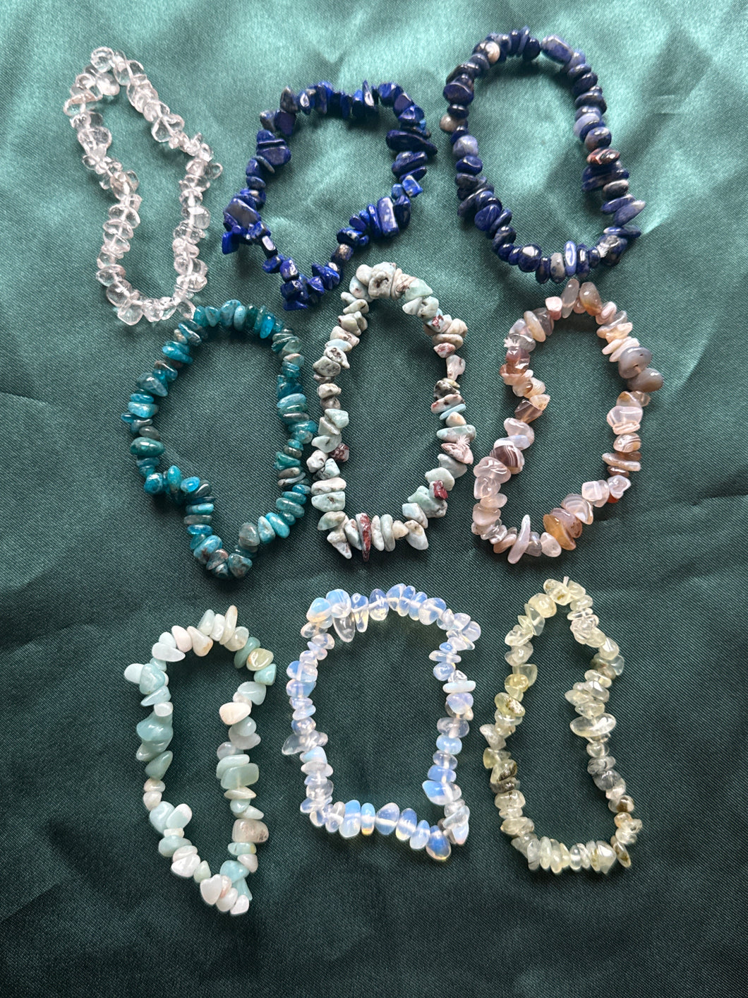 9x mixed crystal chip bracelets