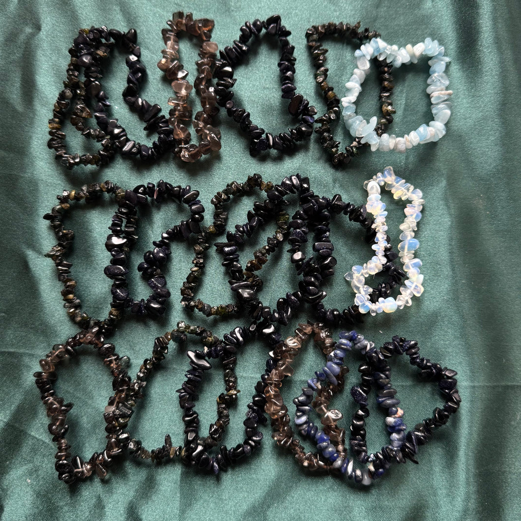 18x mixed crystal chip bracelets