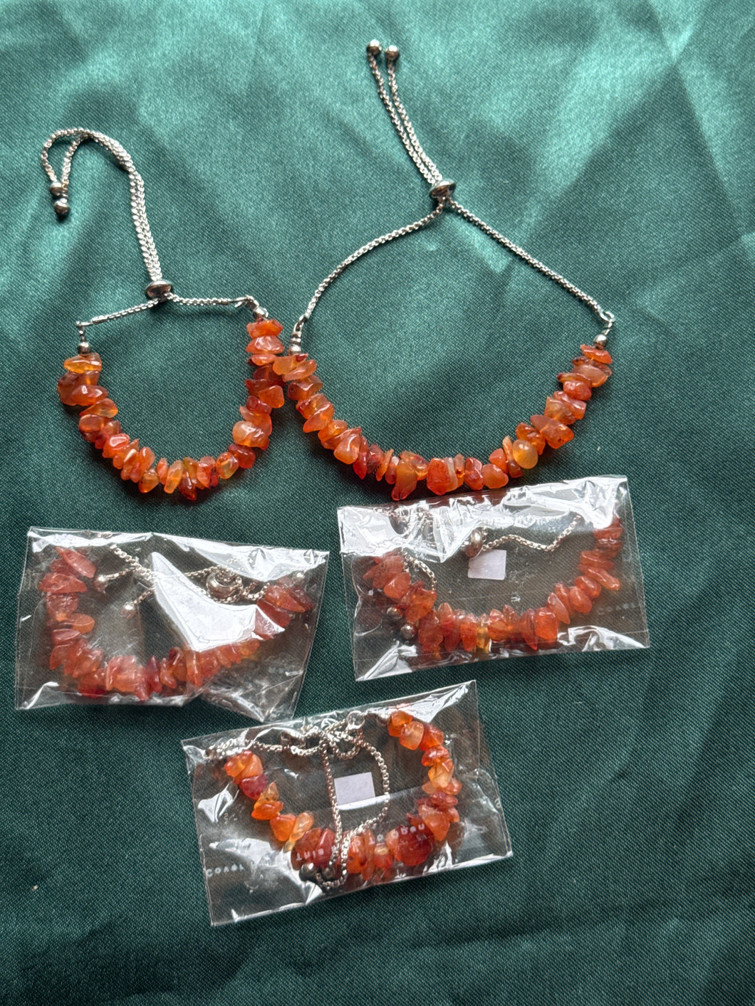 5x carnelian adjustable bracelets