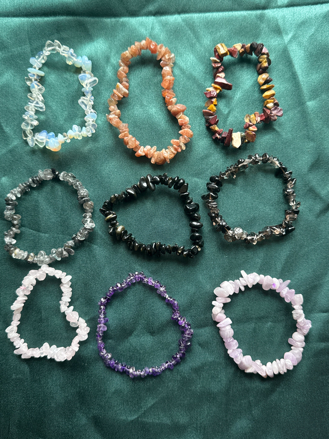 9x mixed crystal chip bracelets