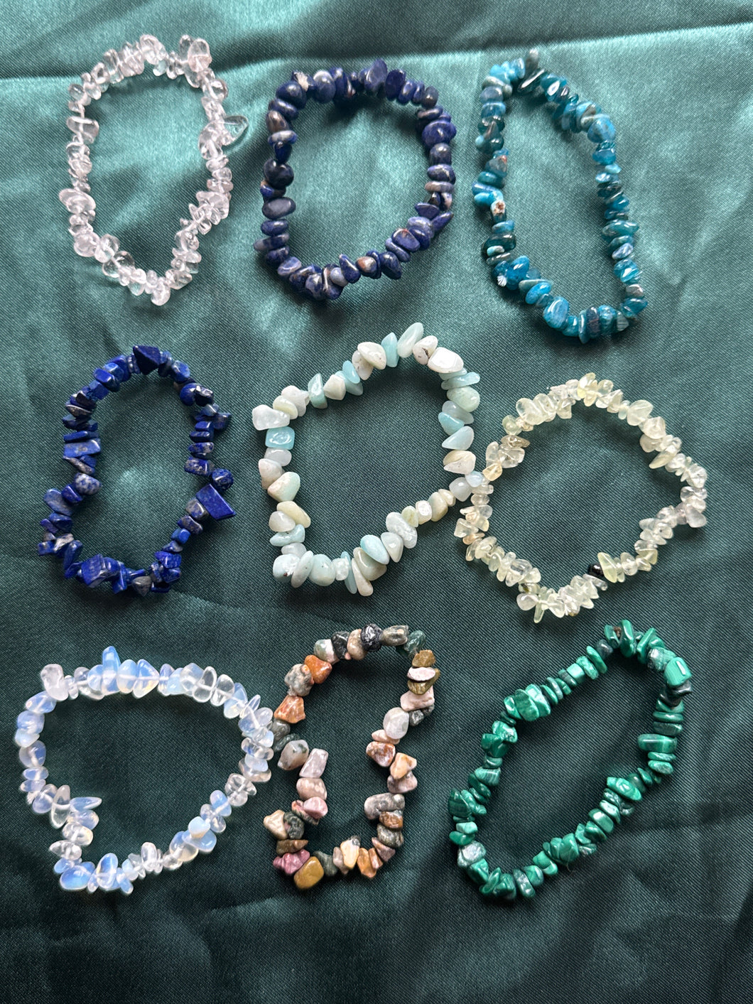 9x mixed crystal chip bracelets