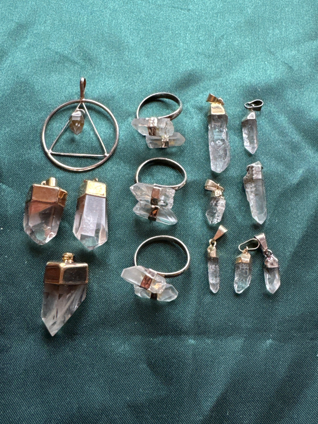 mixed clear quartz jewellery lot