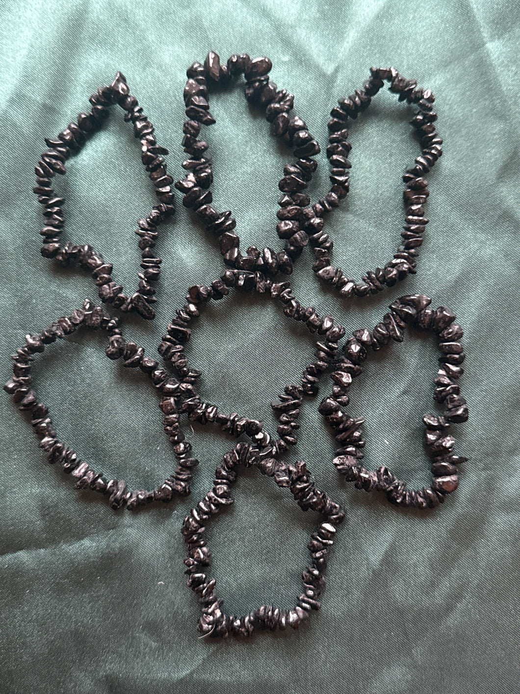 7x black tourmaline crystal chip bracelets