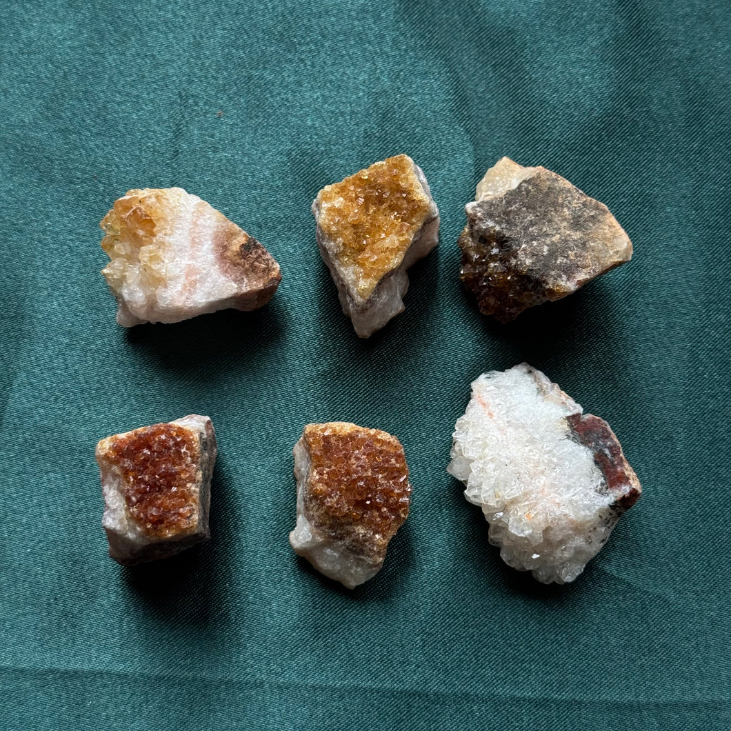 6x mini heat treated citrine clusters