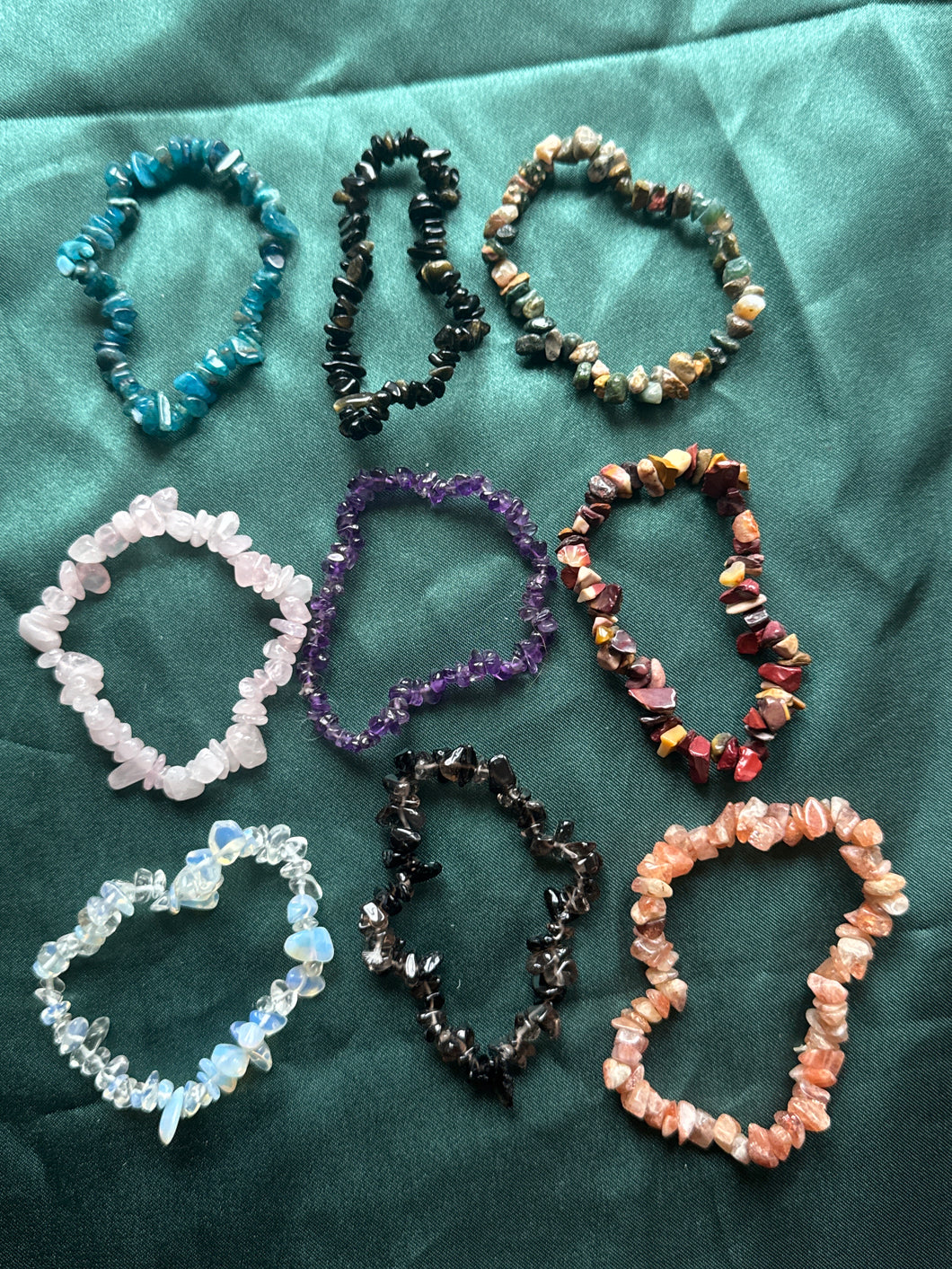 9x mixed crystal chip bracelets