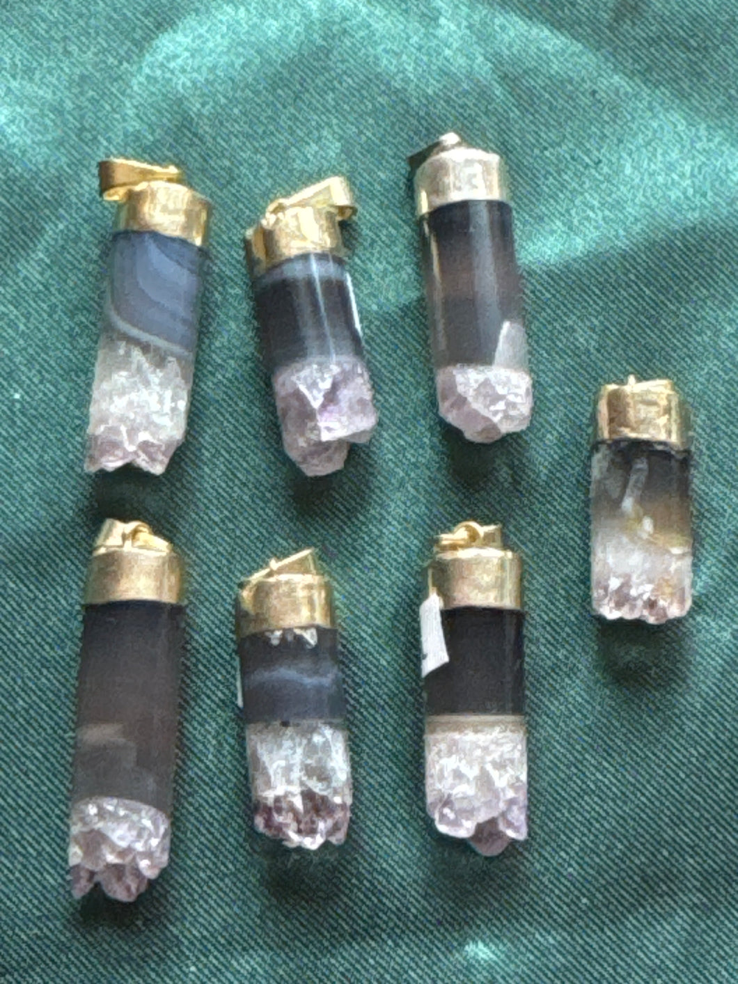 7x gold plated amethyst agate pendants