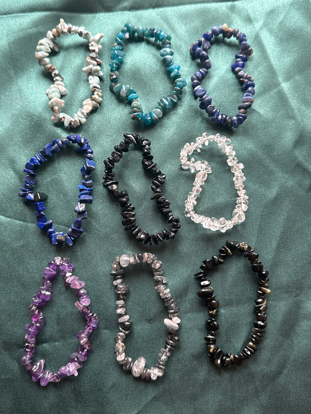 9x mixed crystal chip bracelets