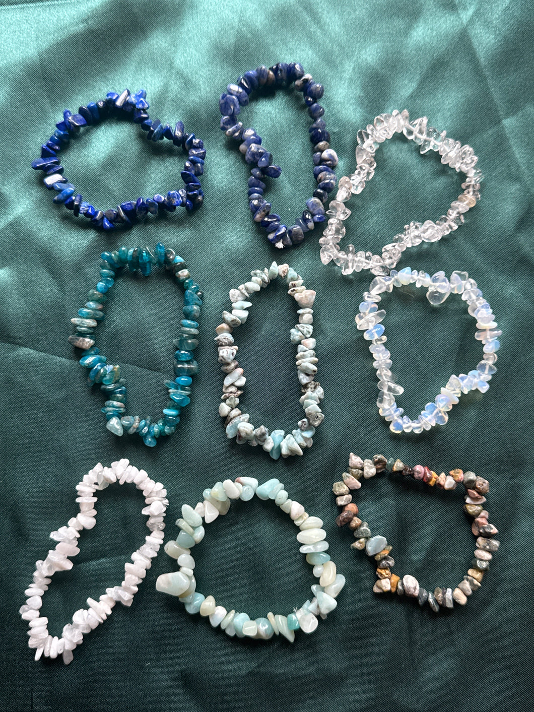 9x mixed crystal chip bracelets
