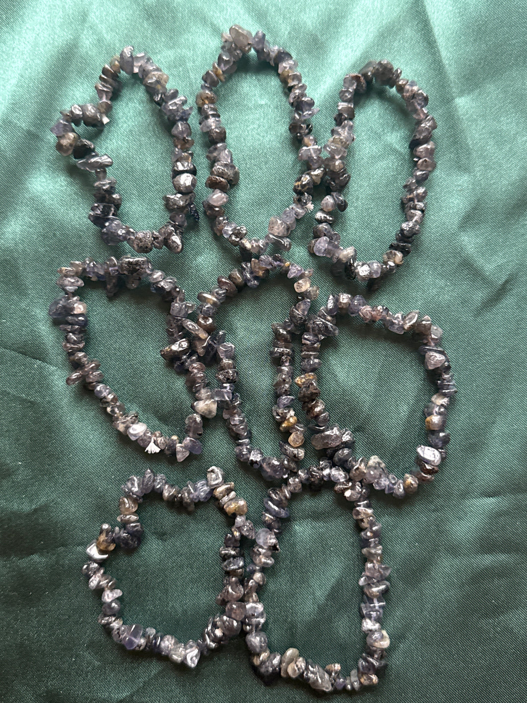 8x iolite crystal chip bracelets