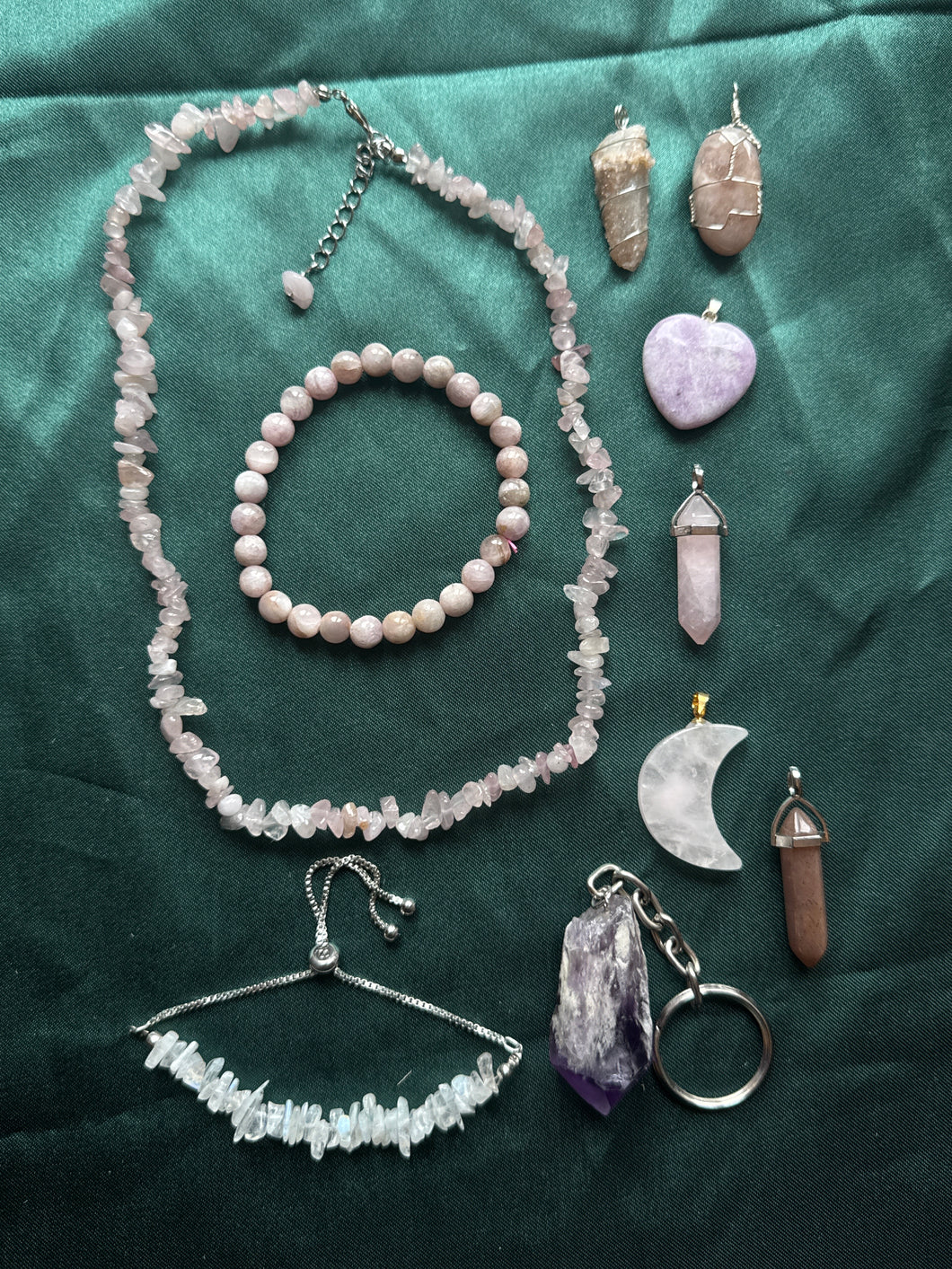 pink crystal jewellery mix - 1