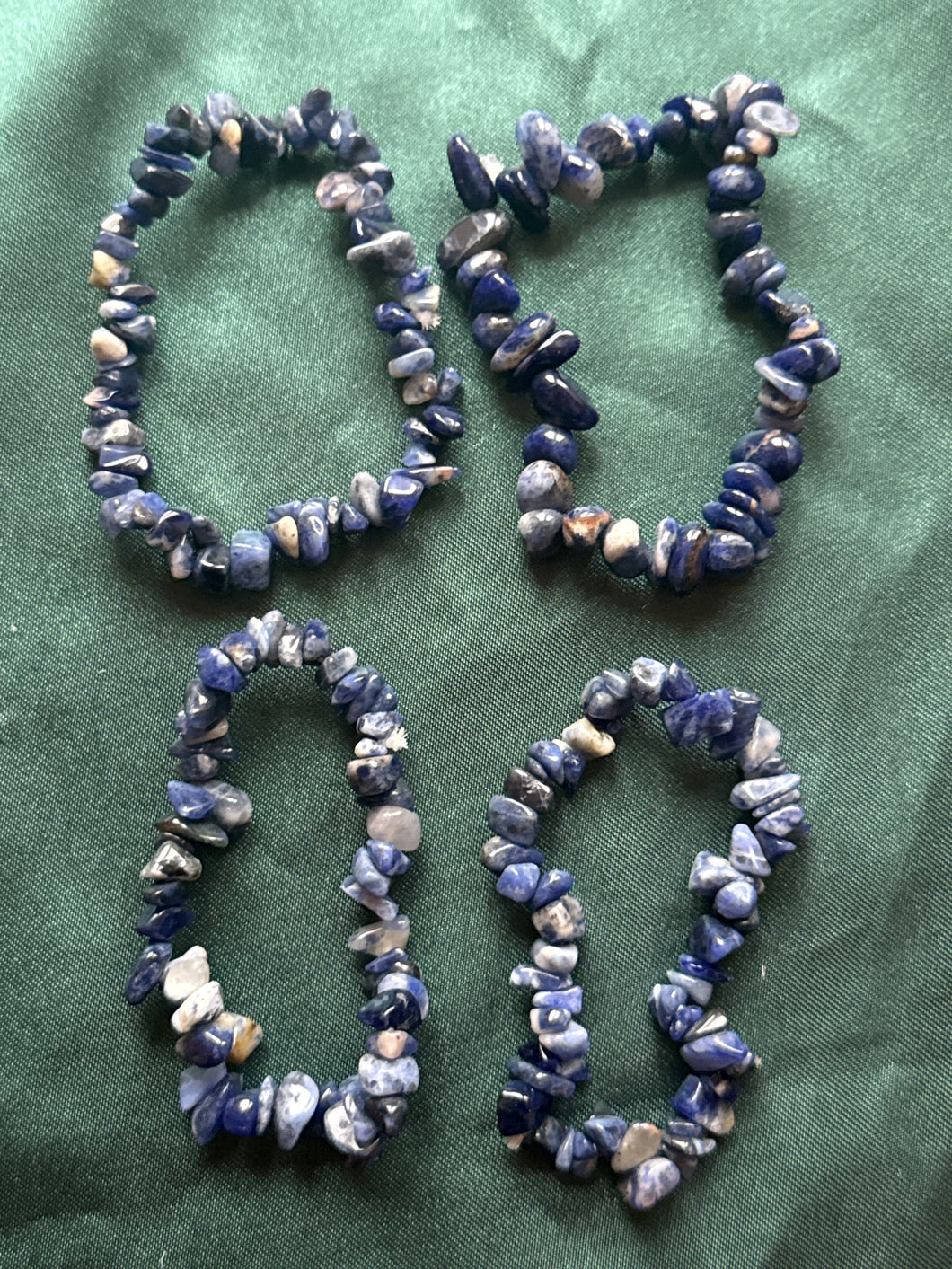 4x sodalite crystal chip bracelets