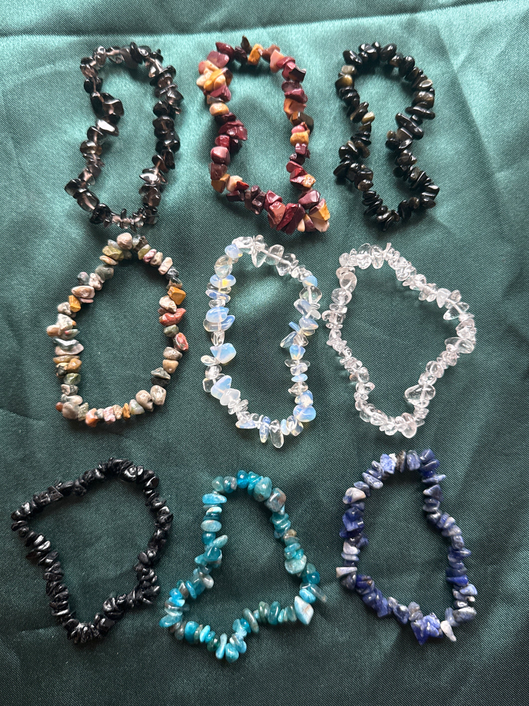 9x mixed crystal chip bracelets